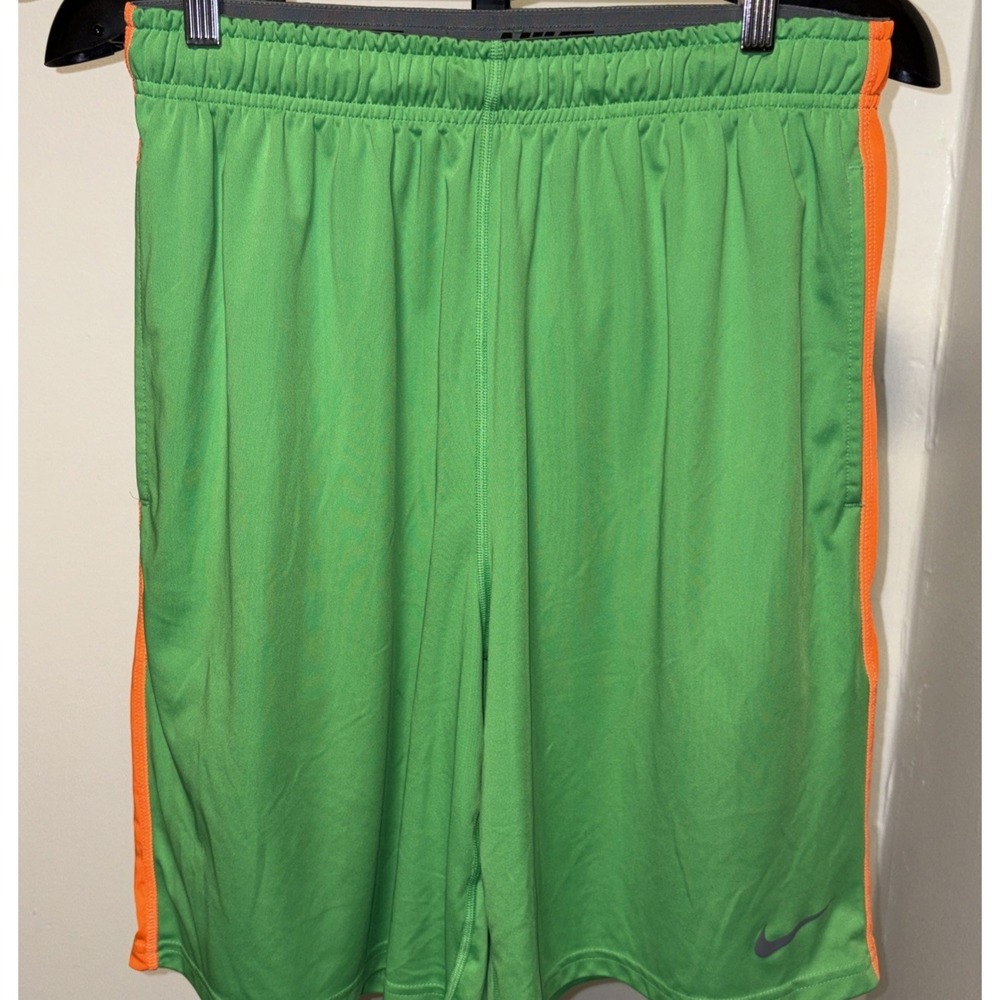 Nike Mens Dri-FIT‎ Basketball Shorts Neon Lime Green Mesh Oversized Swoosh Large